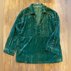 New green velvet tunic xl
